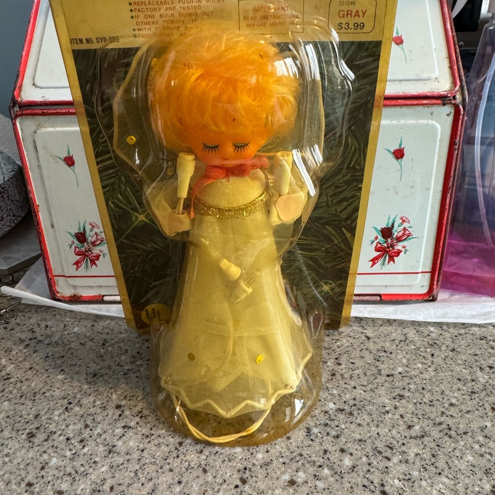 Vintage Lighted Charming Angel with blonde Hair